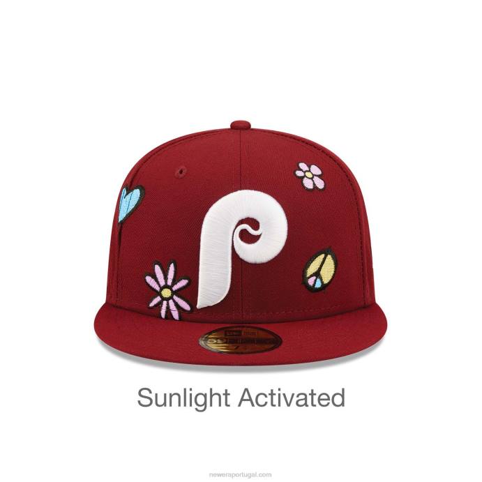 FFTN363 New Era filadélfia phillies mlb luz solar pop vermelho escuro boné 59fifty