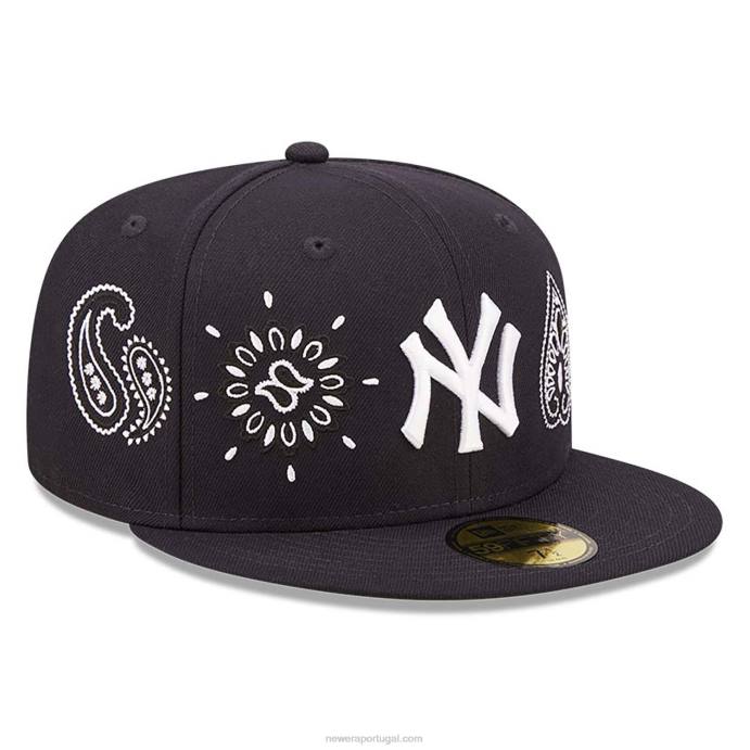 FFTN376 New Era New York Yankees MLB All Over Print Paisley Black Boné 59 Fifty