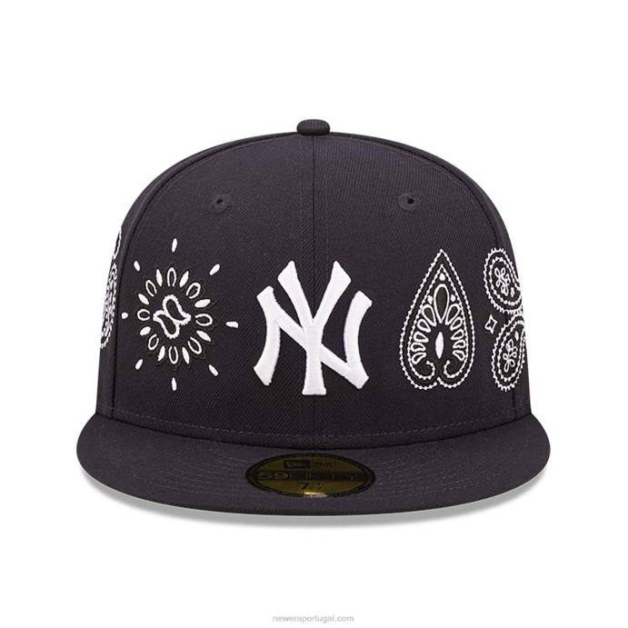 FFTN376 New Era New York Yankees MLB All Over Print Paisley Black Boné 59 Fifty
