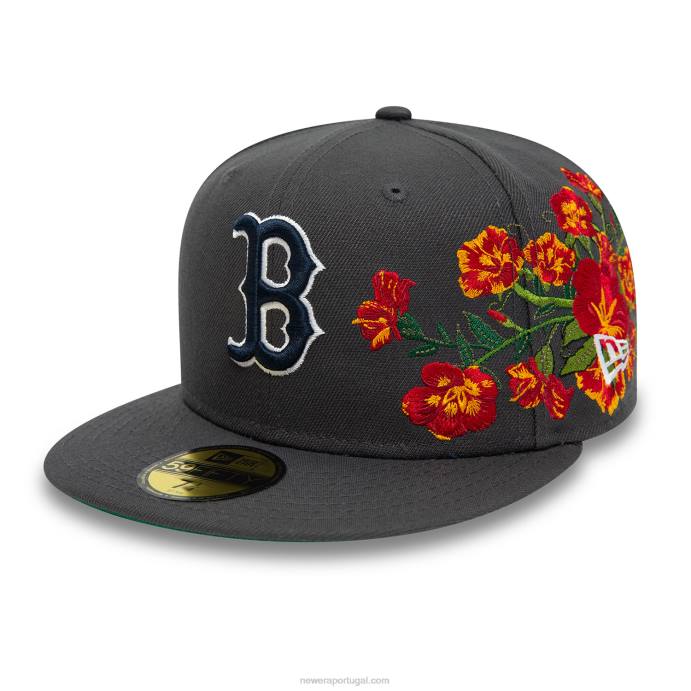 FFTN381 New Era boné boton red sox mlb floral cinza escuro 59fifty