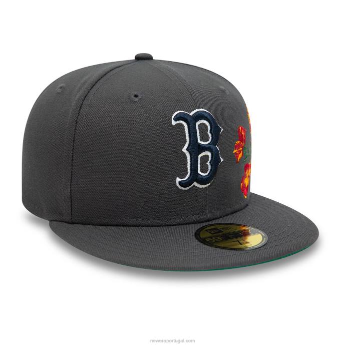 FFTN381 New Era boné boton red sox mlb floral cinza escuro 59fifty