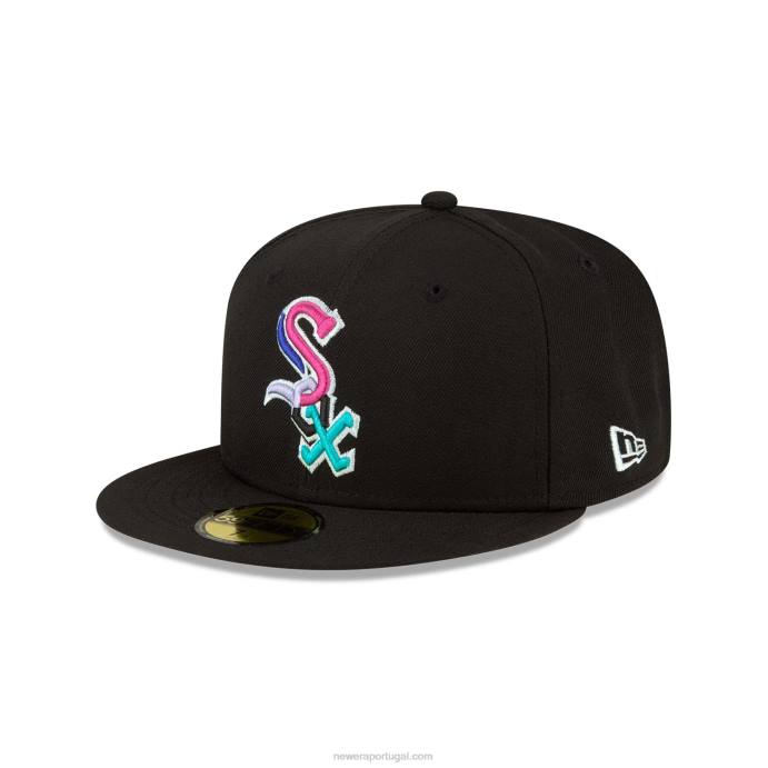 FFTN390 New Era chicago white sox polarlights boné preto 59fifty