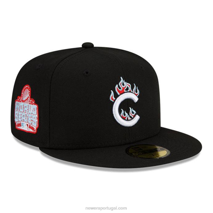 FFTN396 New Era Boné chicago cubs mlb team fire preto 59fifty