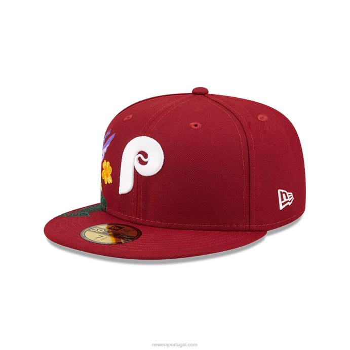 FFTN404 New Era philadelphia phillies mlb blooming red dark red 59fifty boné justo