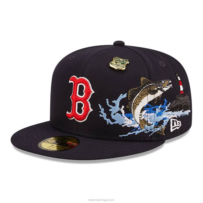 FFTN407 New Era boton red sox state park navy 59fifty boné justo