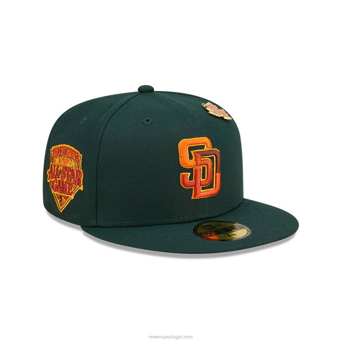 FFTN40 New Era san diego padres frondoso boné verde escuro 59fifty