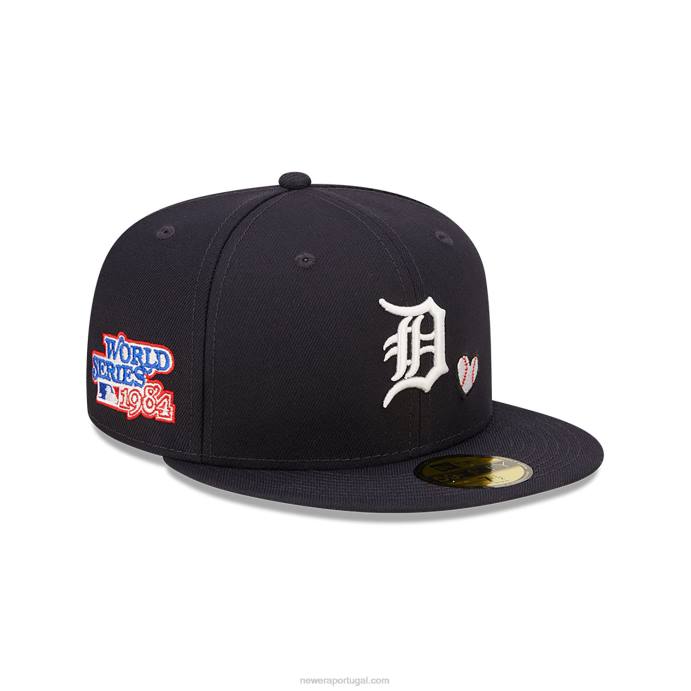 FFTN410 New Era detroit tigers mlb team heart navy 59fifty boné justo