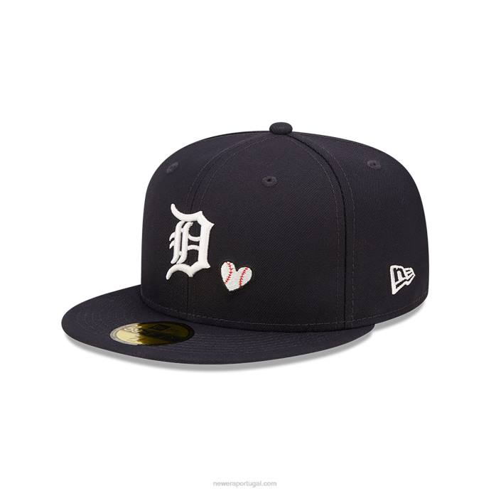 FFTN410 New Era detroit tigers mlb team heart navy 59fifty boné justo