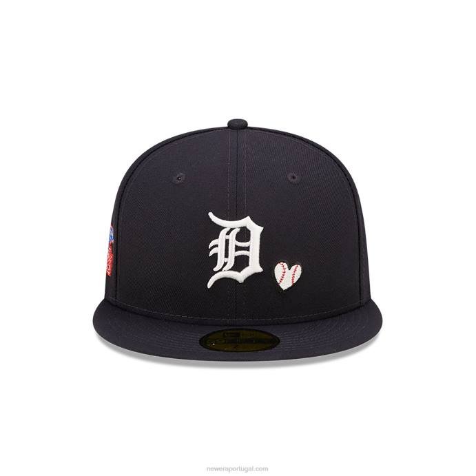 FFTN410 New Era detroit tigers mlb team heart navy 59fifty boné justo