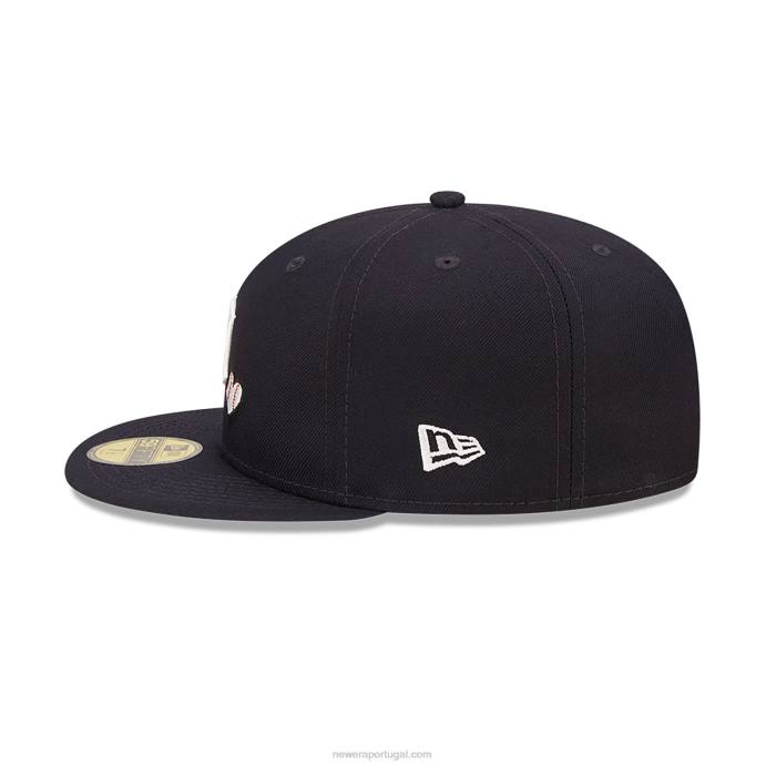 FFTN410 New Era detroit tigers mlb team heart navy 59fifty boné justo