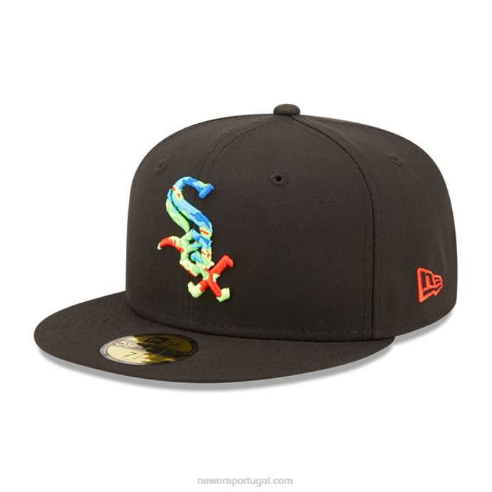 FFTN413 New Era Boné Chicago White Sox Infravermelho Preto 59Fifty