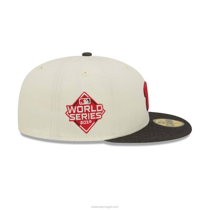 FFTN416 New Era Boné Washington Nationals MLB Preto Denim Cromado Branco 59Fifty