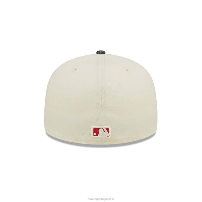 FFTN416 New Era Boné Washington Nationals MLB Preto Denim Cromado Branco 59Fifty