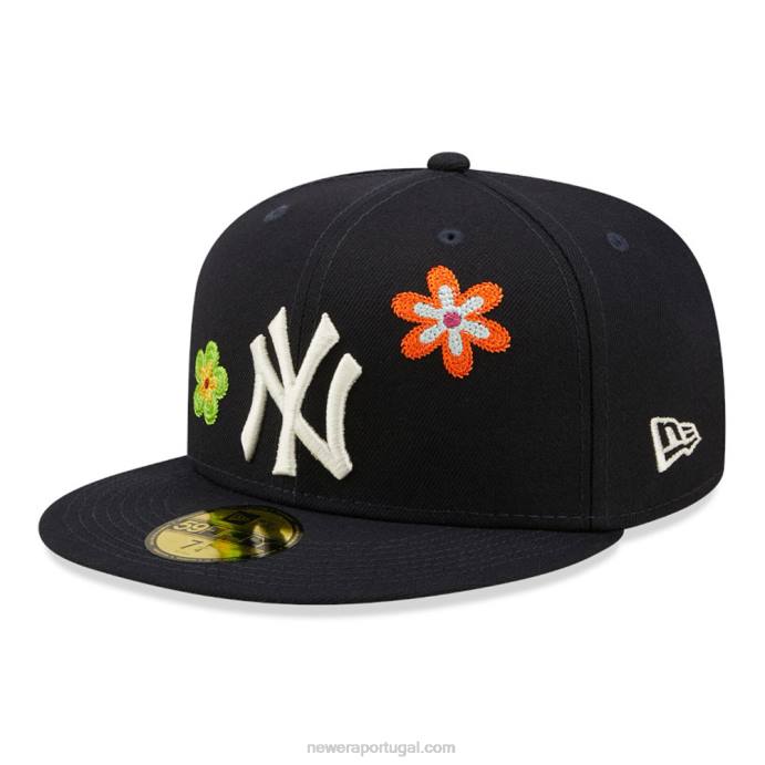 FFTN417 New Era boné ajustado New York Yankees mlb com patch de flor marinho 59fifty
