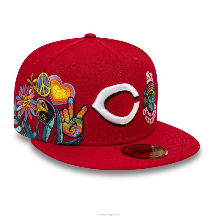 FFTN419 New Era Boné Cincinnati Reds Groovy Red 59Fifty