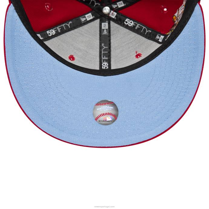 FFTN419 New Era Boné Cincinnati Reds Groovy Red 59Fifty