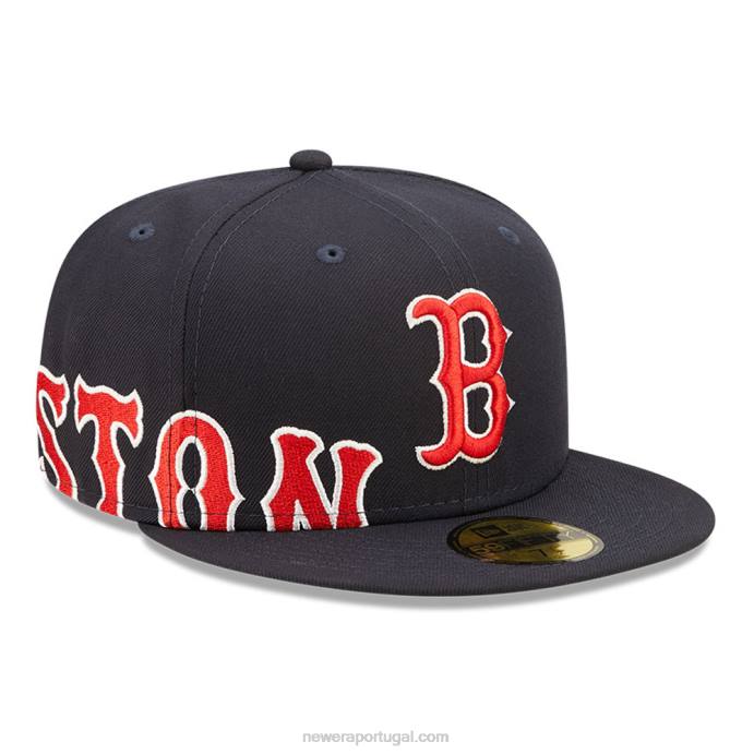 FFTN421 New Era boton red sox mlb boné azul marinho 59fifty com divisão lateral