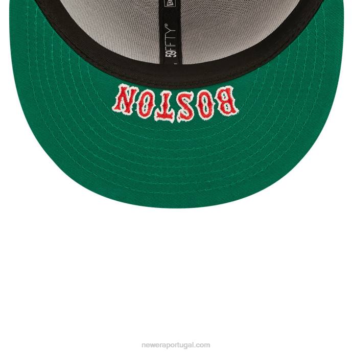 FFTN421 New Era boton red sox mlb boné azul marinho 59fifty com divisão lateral