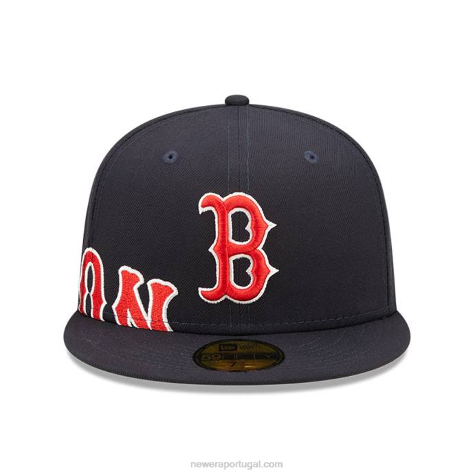 FFTN421 New Era boton red sox mlb boné azul marinho 59fifty com divisão lateral