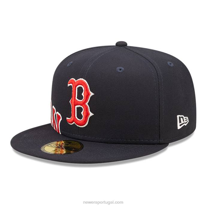 FFTN421 New Era boton red sox mlb boné azul marinho 59fifty com divisão lateral
