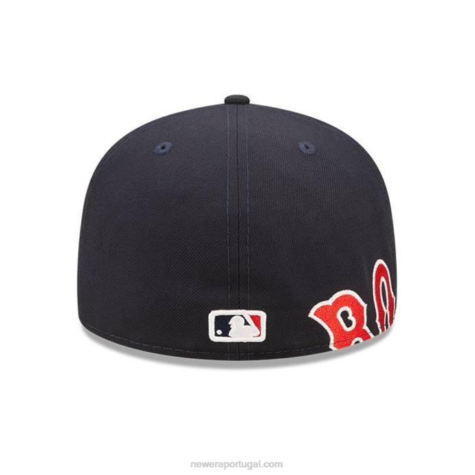 FFTN421 New Era boton red sox mlb boné azul marinho 59fifty com divisão lateral