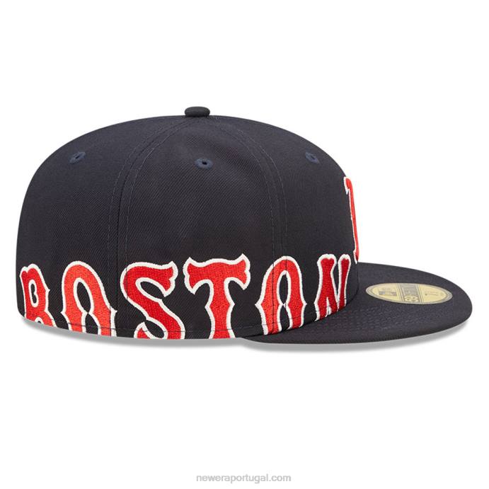 FFTN421 New Era boton red sox mlb boné azul marinho 59fifty com divisão lateral