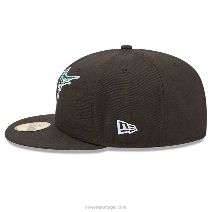 FFTN422 New Era boné justo miami marlins mlb cloud black 59fifty