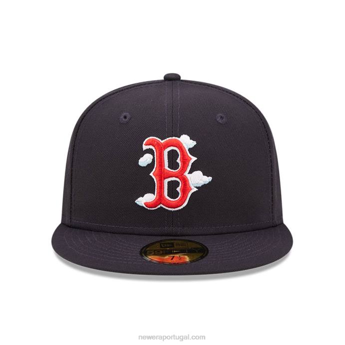FFTN426 New Era boton red sox comic cloud navy 59fifty boné justo
