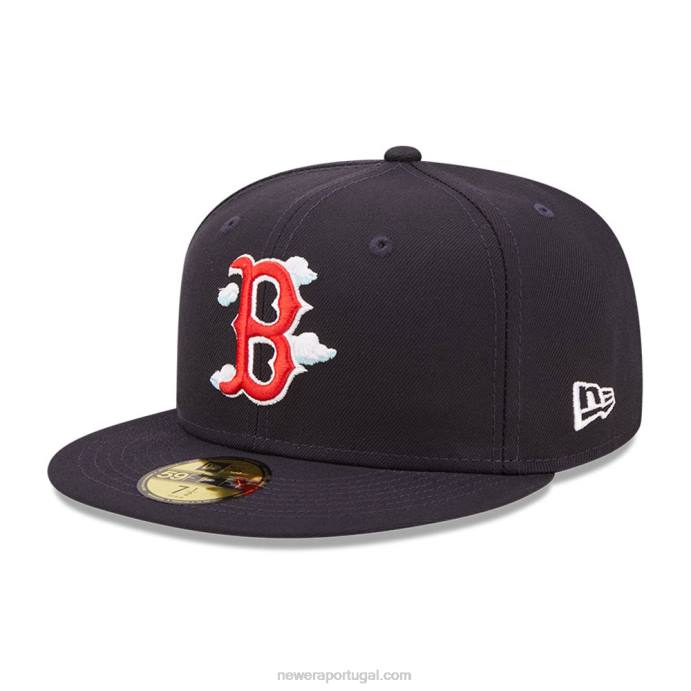 FFTN426 New Era boton red sox comic cloud navy 59fifty boné justo