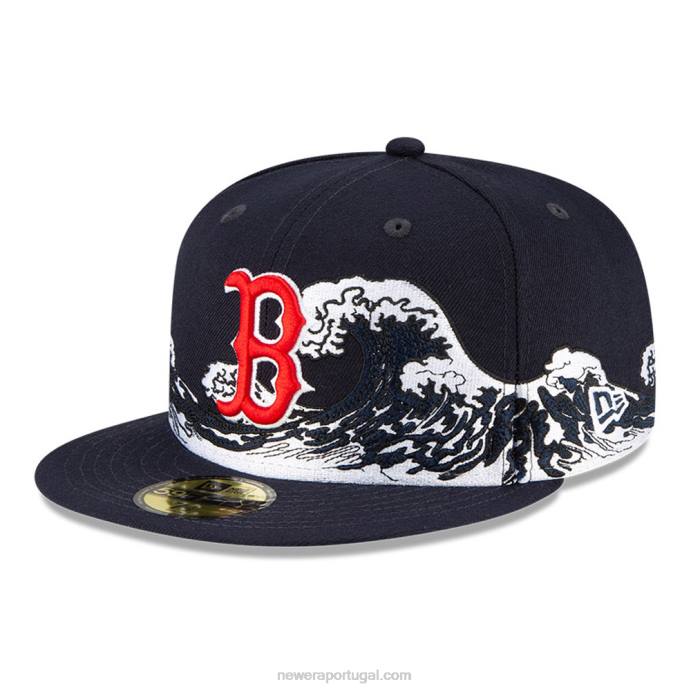 FFTN429 New Era boton red sox mlb wave navy 59fifty boné justo