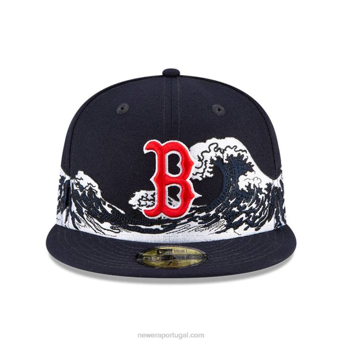 FFTN429 New Era boton red sox mlb wave navy 59fifty boné justo