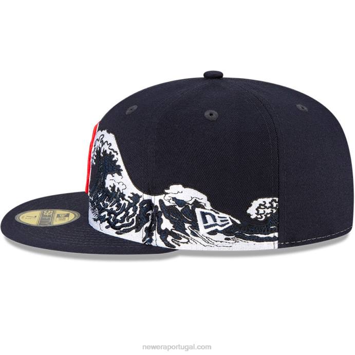 FFTN429 New Era boton red sox mlb wave navy 59fifty boné justo