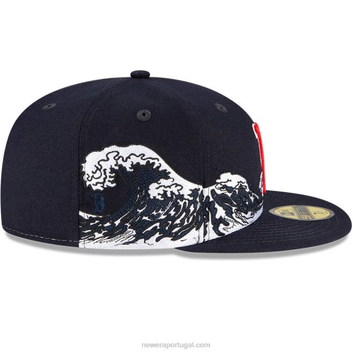 FFTN429 New Era boton red sox mlb wave navy 59fifty boné justo