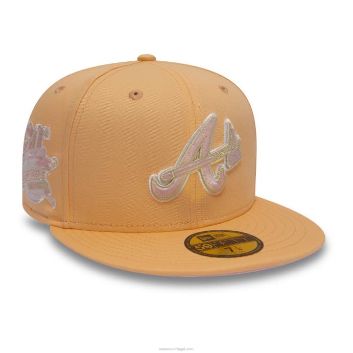 FFTN42 New Era Atlanta Braves 30º aniversário boné pêssego 59fifty ajustado