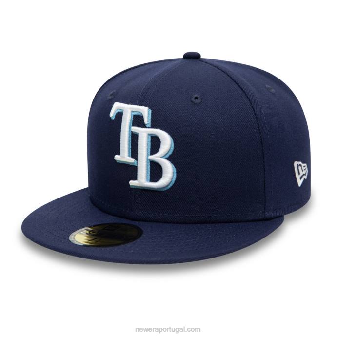 FFTN433 New Era Tampa Bay Rays autêntico no boné Field Navy 59Fifty