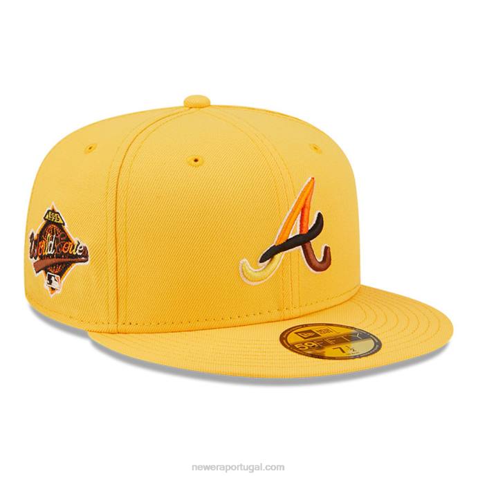 FFTN436 New Era boné ajustado atlanta braves mlb borboleta amarelo 59fifty