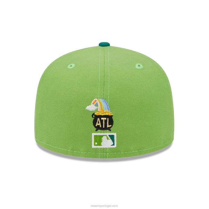 FFTN437 New Era Boné verde 59fifty do Atlanta Braves Lucky Streak
