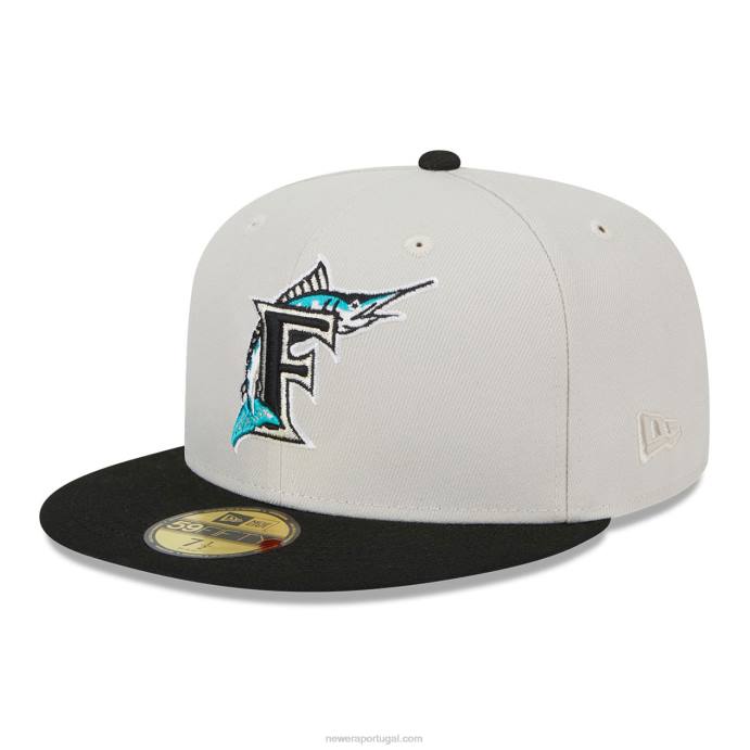 FFTN439 New Era miami marlins varsity letter stone boné 59fifty ajustado