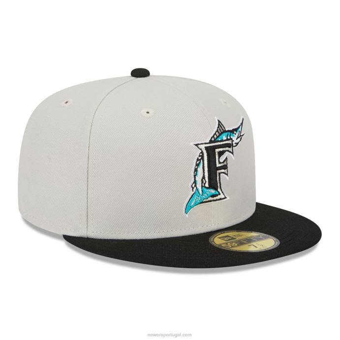 FFTN439 New Era miami marlins varsity letter stone boné 59fifty ajustado