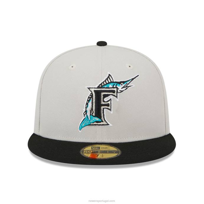 FFTN439 New Era miami marlins varsity letter stone boné 59fifty ajustado
