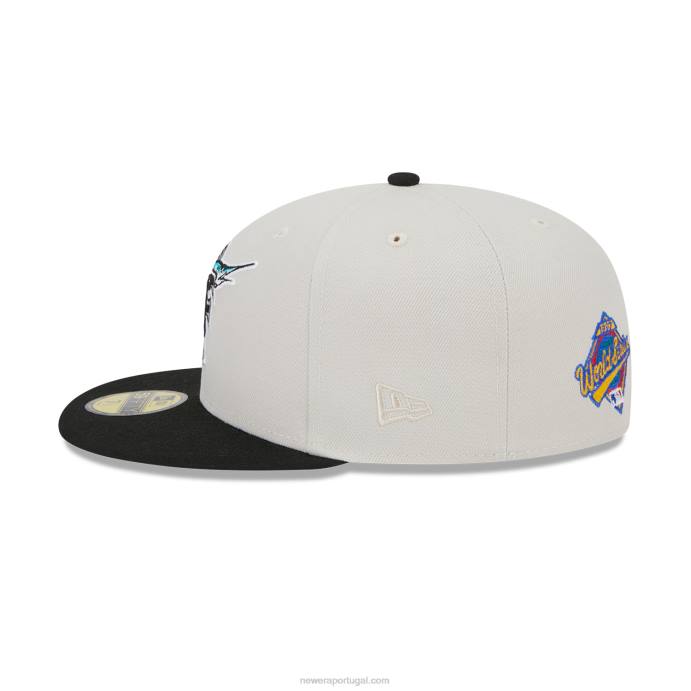 FFTN439 New Era miami marlins varsity letter stone boné 59fifty ajustado