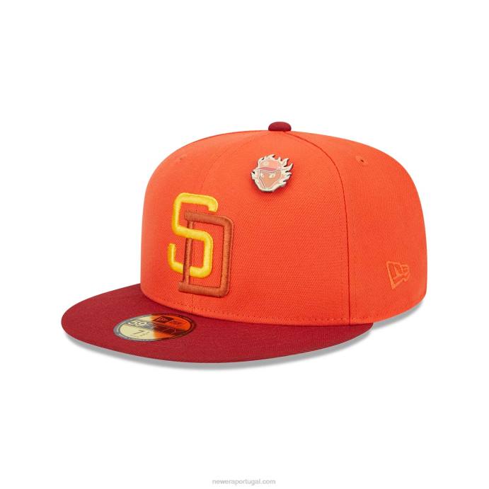 FFTN442 New Era san diego padres espaço exterior boné laranja 59fifty