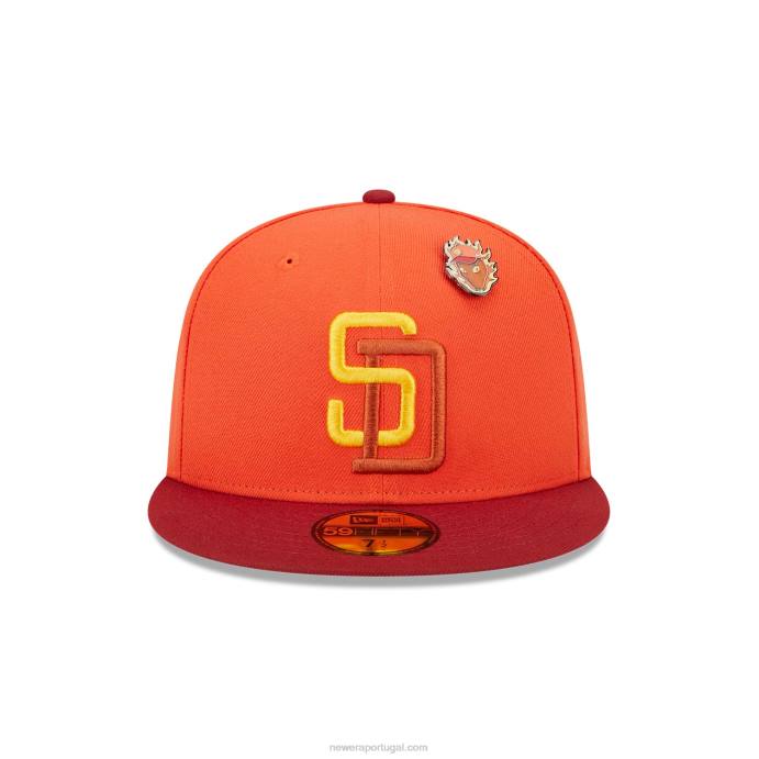 FFTN442 New Era san diego padres espaço exterior boné laranja 59fifty