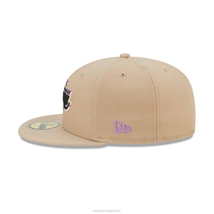 FFTN444 New Era Boné ajustado 59fifty bege neon la lakers team