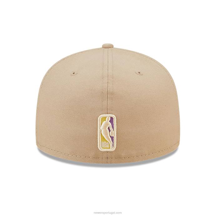 FFTN444 New Era Boné ajustado 59fifty bege neon la lakers team