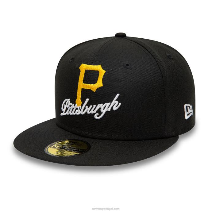FFTN446 New Era boné ajustado preto pittsburgh pirates com logo duplo 59fifty