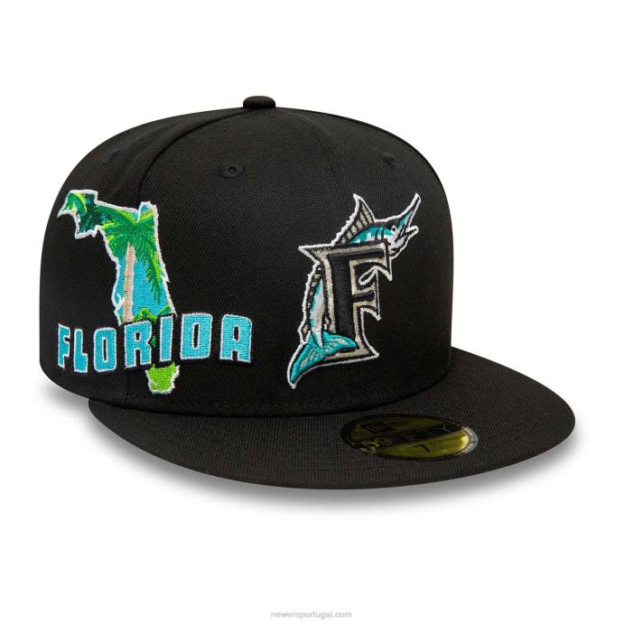 FFTN447 New Era Boné miami marlins stateview preto 59fifty