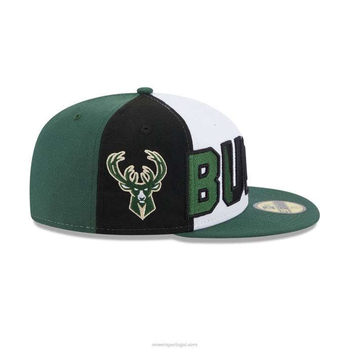 FFTN449 New Era Boné milwaukee bucks nba back half green 59fifty