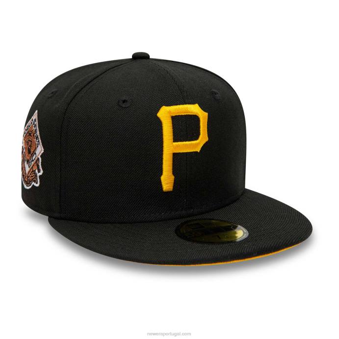 FFTN450 New Era boné preto e amarelo 59fifty dos pittsburgh pirates