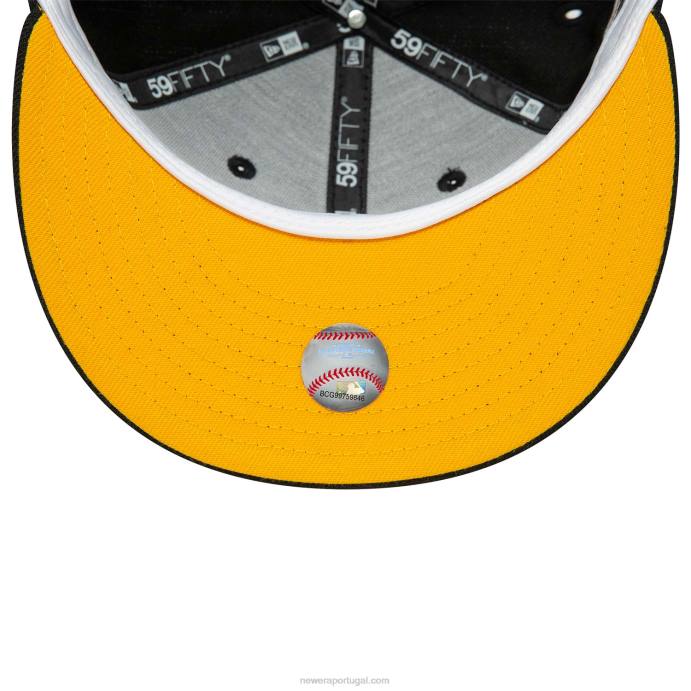 FFTN450 New Era boné preto e amarelo 59fifty dos pittsburgh pirates